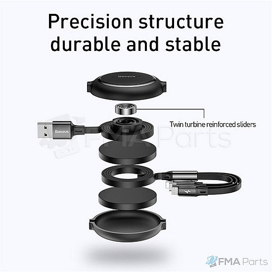Baseus 3 in 1 Retractable USB Cable Micro + USB C + 8 Pin