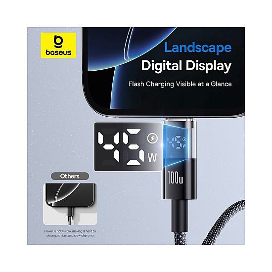 Baseus Display 2 100W USB-C to USB-C Cable with Power Display - 1M