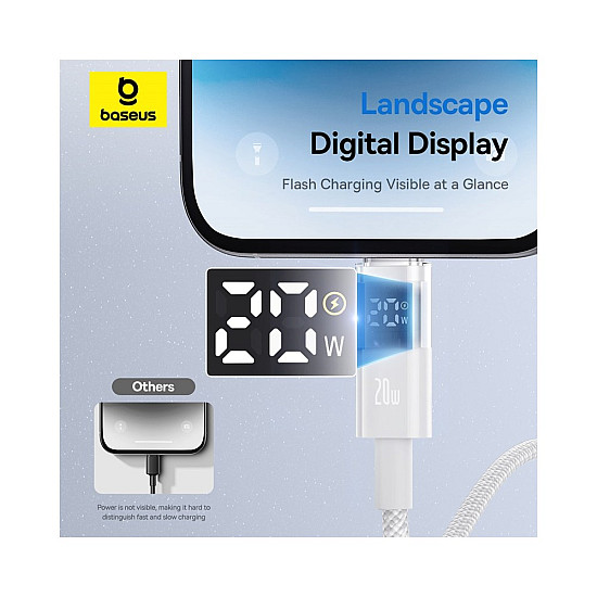 Baseus Display 2 20W USB-C to Lightning Cable with Power Display - 1M