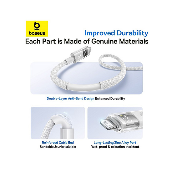 Baseus Display 2 20W USB-C to Lightning Cable with Power Display - 1M