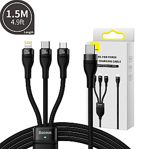 Baseus Flash Series 2 3-in-1 100W USB-C to Micro USB + Lightning + USB-C Charging Cable - 1.5M Baseus Flash Series 2 3-in-1 100W USB-C to Micro USB + Lightning + USB-C Charging Cable - 1.5M