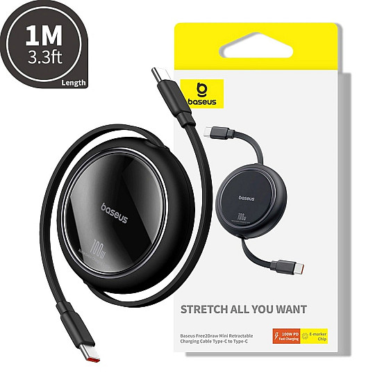 Baseus Free2Draw Mini 100W Retractable USB-C to USB-C Cable - 1M