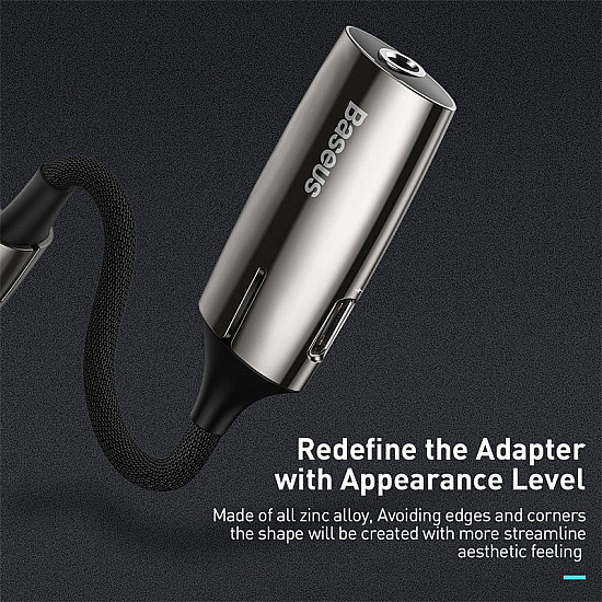 Baseus L60 2-in-1 Type-C Male to Type-C & 3.5mm Headphone Jack Adapter