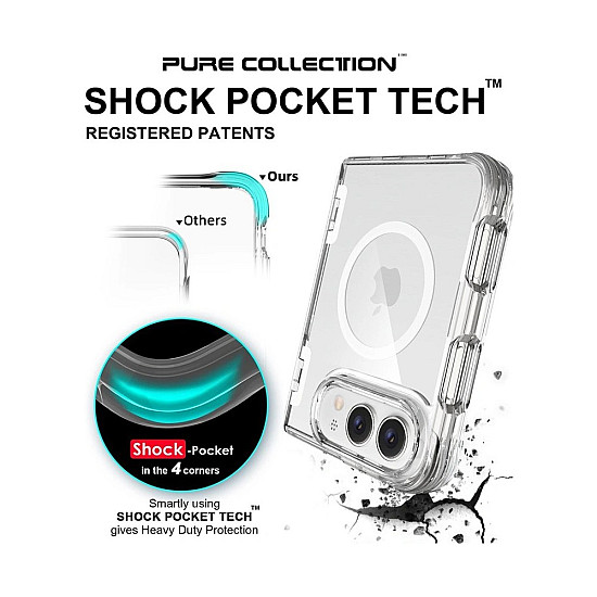 Clear Case with Hinge Protection and Magnetic Ring for iPhone Duo