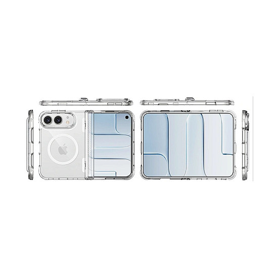 Clear Case with Hinge Protection and Magnetic Ring for iPhone Duo