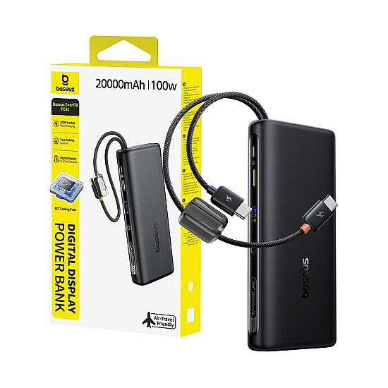 Baseus EnerFill FC41 20000mAh Power Bank / 100W USB-C PD / Dual Built-in USB-C Cables