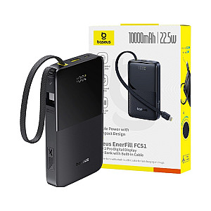 Baseus EnerFill FC51 Bipow2 Pro 10000mAh Power Bank / 22.5W Built-in USB-C Cable / Digital Display