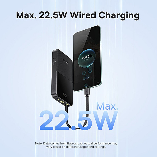Baseus EnerFill FC51 Bipow2 Pro 10000mAh Power Bank / 22.5W Built-in USB-C Cable / Digital Display