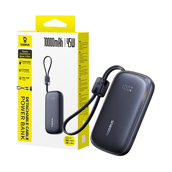 Baseus EnerFill Qpow 3 Ultra 10000mAh Power Bank / 45W USB-C PD / Detachable USB-C + Lightning Cable