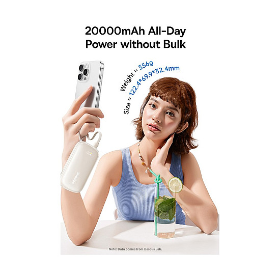 Baseus EnerFill Qpow 3 Ultra 20000mAh Power Bank / 45W USB-C PD / Detachable USB-C + Lightning Cable