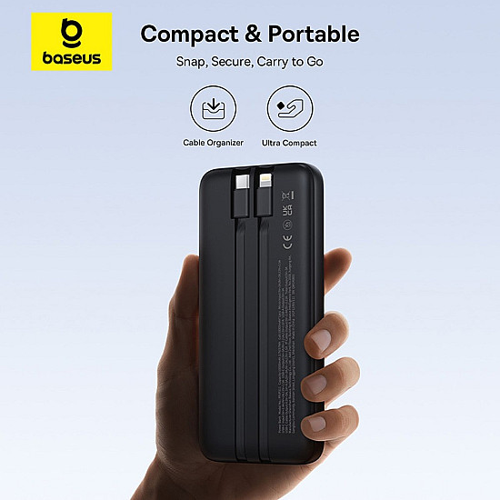Baseus Lipow 10000mAh Power Bank / 22.5W Built-in USB-C + Lightning Cables / Digital Display