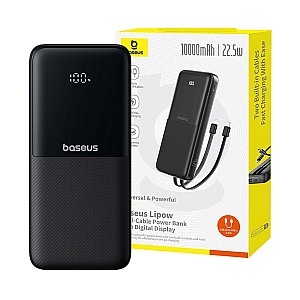 Baseus Lipow 10000mAh Power Bank / 22.5W Built-in USB-C + Lightning Cables / Digital Display