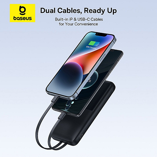 Baseus Lipow 10000mAh Power Bank / 22.5W Built-in USB-C + Lightning Cables / Digital Display