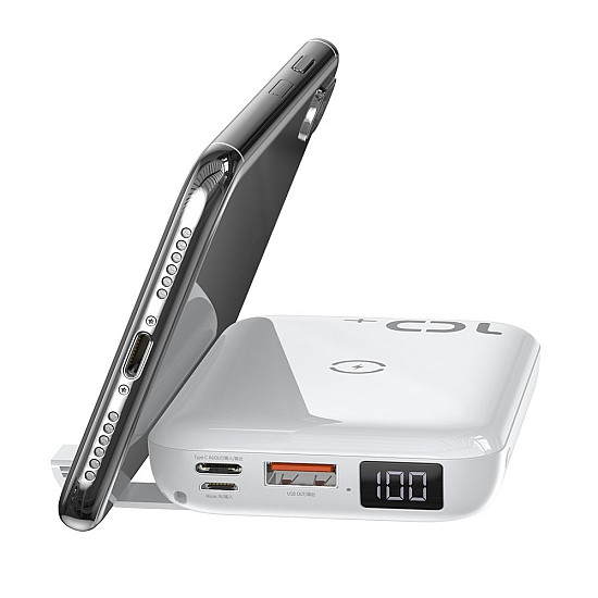 Baseus Mini S Bracket 10000mAh Power Bank / 18W USB Type-C PD + QC 3.0 / 10W Wireless / Triple Output