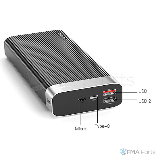 Baseus Parallel 20000mAh Power Bank / 18W USB Type-C PD + QC 3.0 / Triple Output