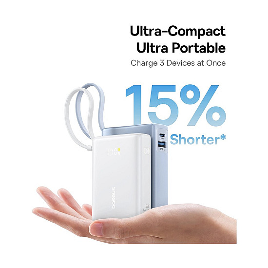 Baseus PicoGo 10000mAh Power Bank / 45W USB-C PD / Built-in USB-C Cable + Digital Display