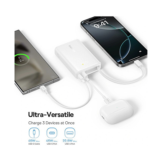 Baseus PicoGo 10000mAh Power Bank / 45W USB-C PD / Built-in USB-C Cable + Digital Display