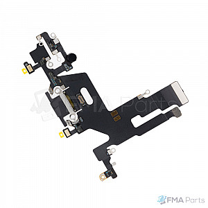 Charging Port with Microphone Flex Cable (AM) - Black for iPhone 11