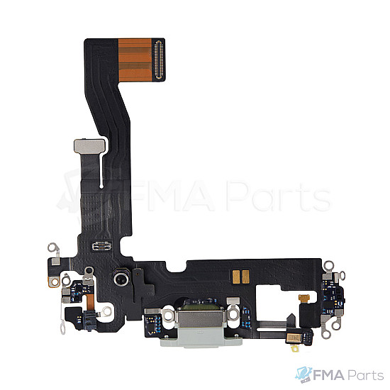 Charging Port Flex Cable for iPhone 12 / 12 Pro (AM) - White / Silver