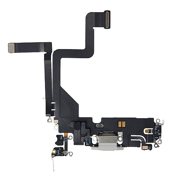 Charging Port with Microphone Flex Cable (OEM) - Silver for iPhone 14 Pro