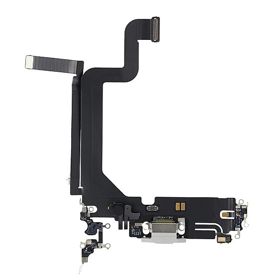 Charging Port with Microphone Flex Cable (OEM) - Silver for iPhone 14 Pro Max