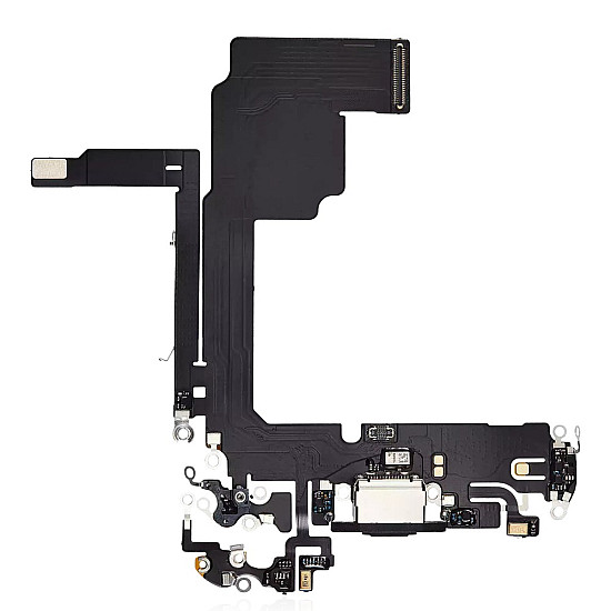 Charging Port with Microphone Flex Cable (OEM) - Black Titanium for iPhone 15 Pro