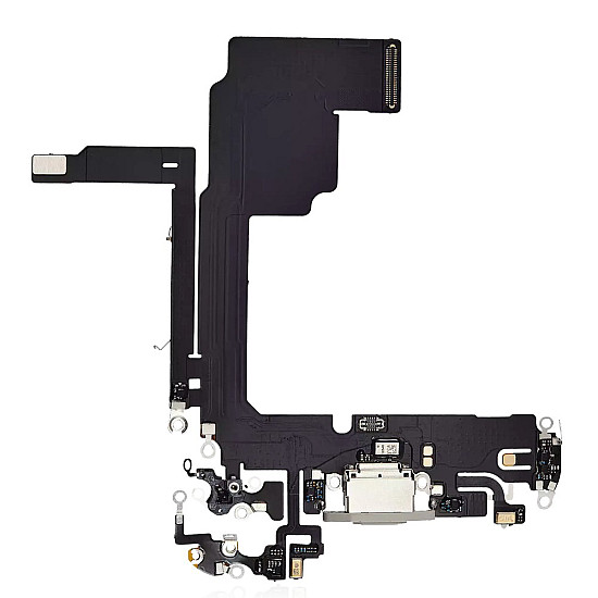 Charging Port with Microphone Flex Cable (OEM) - White Titanium for iPhone 15 Pro