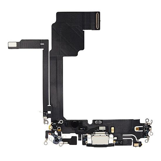 Charging Port with Microphone Flex Cable (OEM) - Black Titanium for iPhone 15 Pro Max