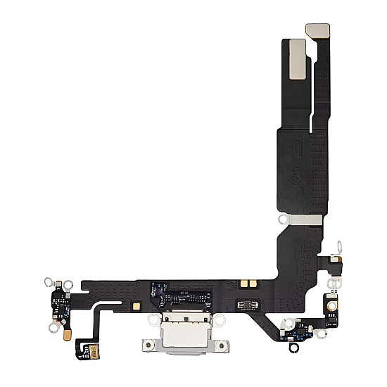 Charging Port with Microphone Flex Cable (OEM) - White for iPhone 16