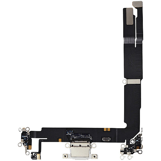Charging Port with Microphone Flex Cable (OEM) - White for iPhone 16 Plus