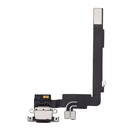Charging Port with Microphone Flex Cable (OEM) - Black Titanium for iPhone 16 Pro Max