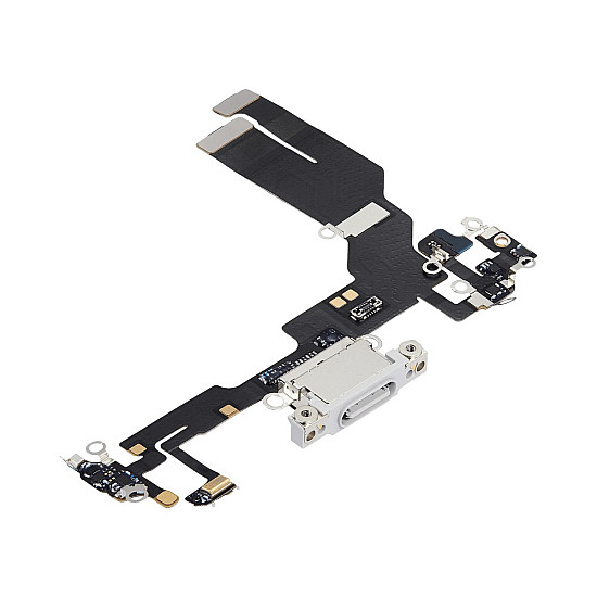 Charging Port with Microphone Flex Cable (OEM) - White for iPhone 17e