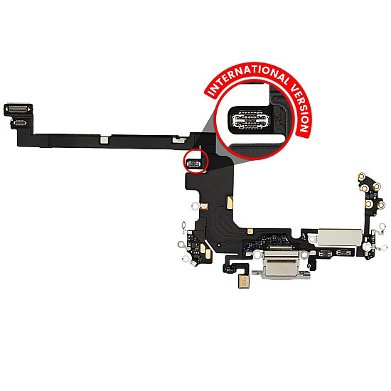 Charging Port with Microphone Flex Cable (OEM) - Silver for iPhone 17 Pro (Nano-SIM)