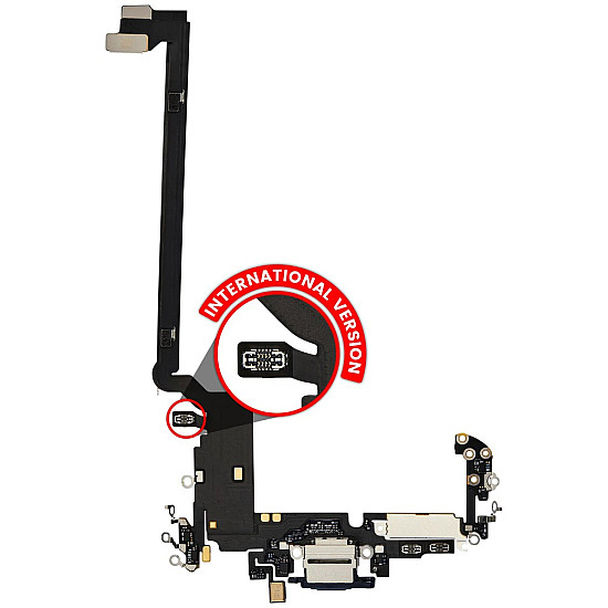 Charging Port with Microphone Flex Cable (OEM) - Deep Blue for iPhone 17 Pro Max (Nano-SIM)