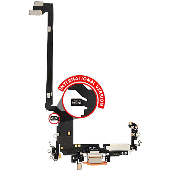 Charging Port with Microphone Flex Cable (OEM) - Cosmic Orange for iPhone 17 Pro Max (Nano-SIM)