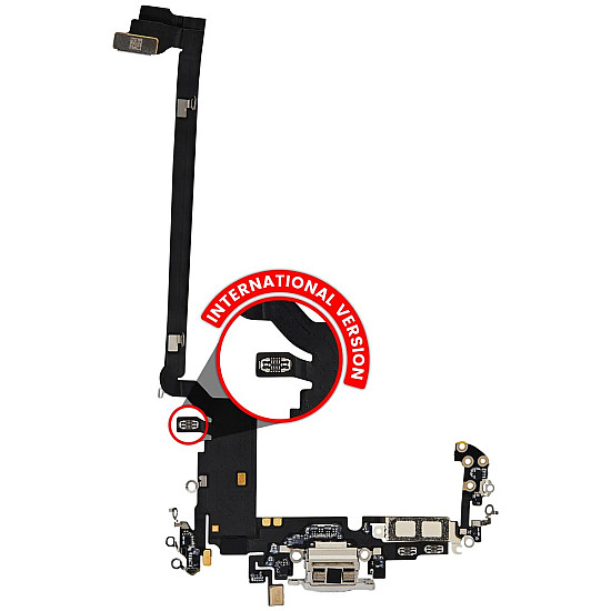 Charging Port with Microphone Flex Cable (OEM) - Silver for iPhone 17 Pro Max (Nano-SIM)