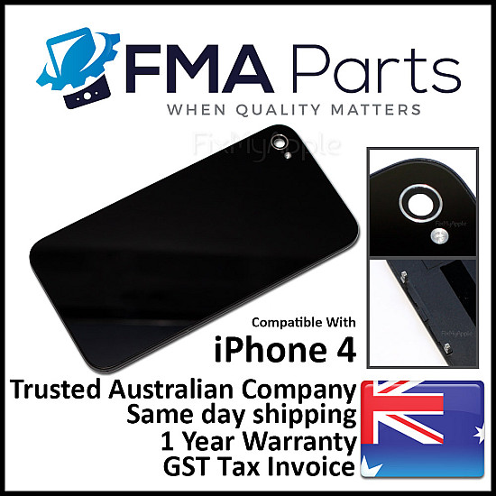 Back Glass Assembly Cover (Blank) - Black for iPhone 4
