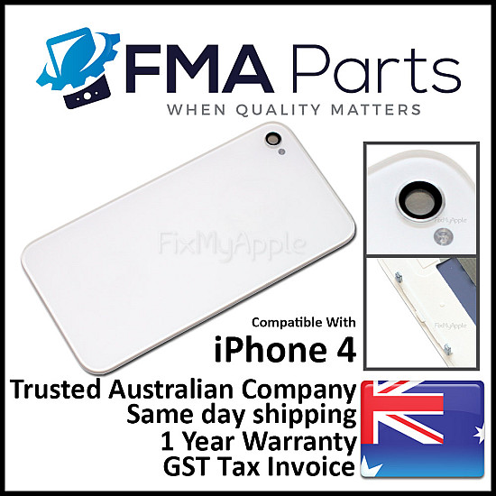 Back Glass Assembly Cover (Blank) - White for iPhone 4