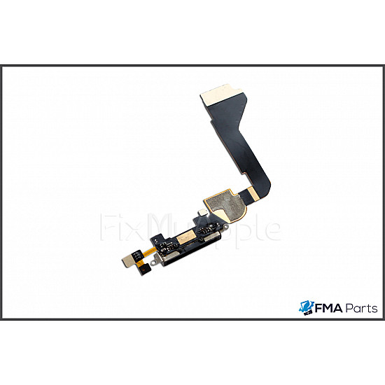 Charging Port Flex Cable with Microphone Flex Cable - Black OEM for iPhone 4