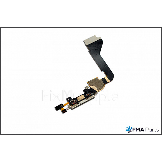 Charging Port Flex Cable with Microphone Flex Cable - White OEM for iPhone 4