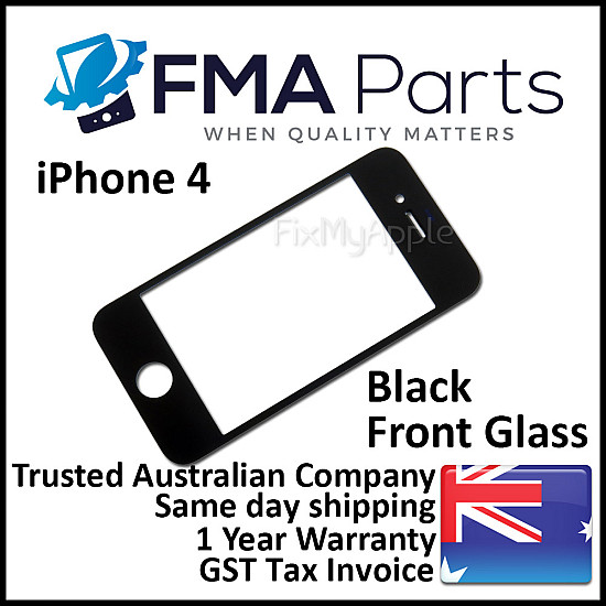 Front Glass - Black for iPhone 4
