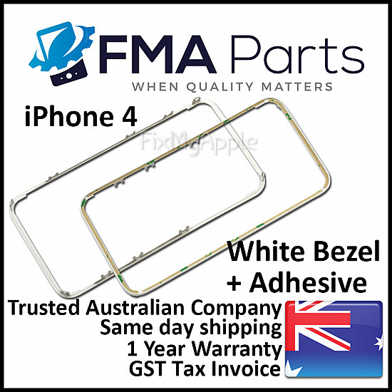 Front Glass Digitizer Bezel - White for iPhone 4