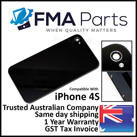 Back Glass Assembly Cover (Blank) - Black for iPhone 4S