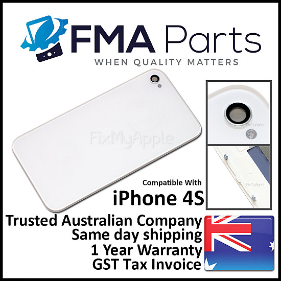 Back Glass Assembly Cover (Blank) - White for iPhone 4S