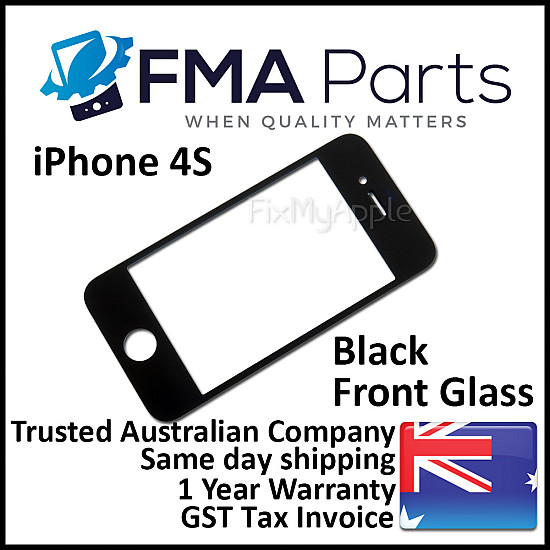 Front Glass - Black for iPhone 4S