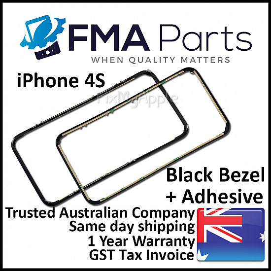 Front Glass Digitizer Bezel - Black for iPhone 4S