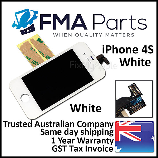 LCD Touch Screen Digitizer Assembly - White [Premium Aftermarket] (With Adhesive) for iPhone 4S
