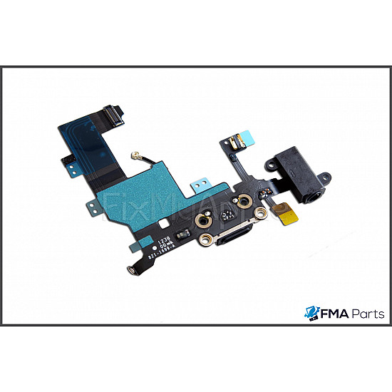 Charging Port Headphone Jack with Microphone Flex Cable - Black OEM for iPhone 5