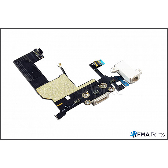 Charging Port Headphone Jack with Microphone Flex Cable - White OEM for iPhone 5