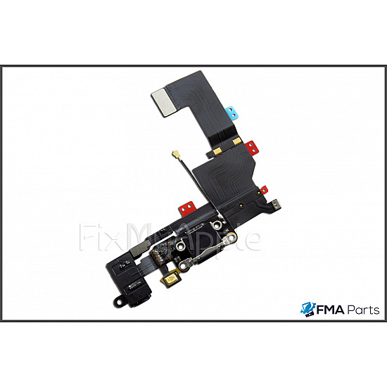 Charging Port Headphone Jack with Microphone Flex Cable - Black OEM for iPhone 5S